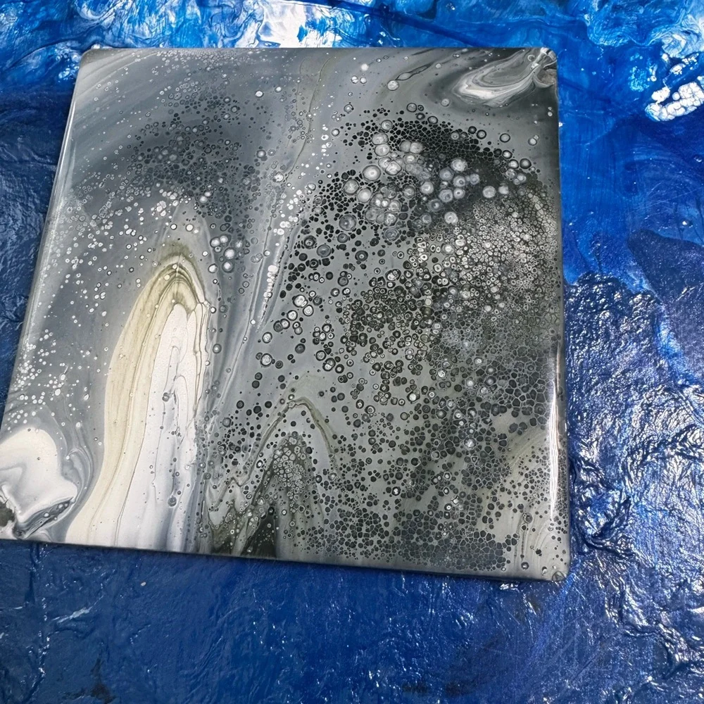 6 COASTER GREY WHITE Marble Coasters Set W/Holder EASTER GIFT